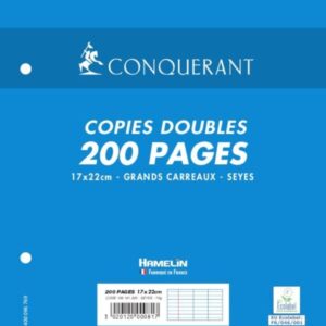 CONQUERANT Copies Doubles Non Perforées A4 Grands Carreaux Seyès