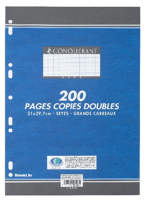 Copies doubles 200 pages perforées A4 - grands carreaux - 70g