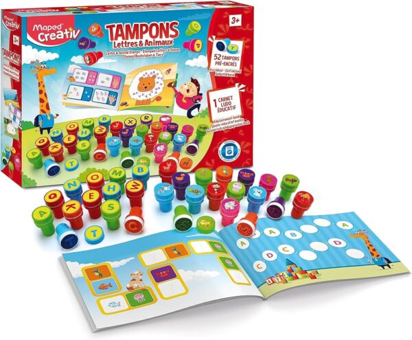 Coffret 52 tampons lettres et animaux MAPED