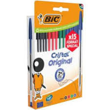 15 stylos ? bille BIC Cristal - couleurs assorties