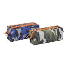 Trousse scolaire 2 compartiments Camouflage 22x9x6cm