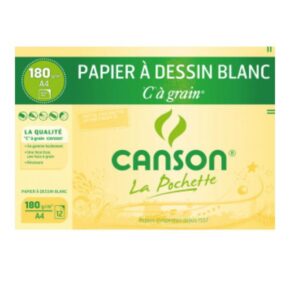Pochette ? dessin blanc ? grain CANSON A4 180g - 12 feuilles