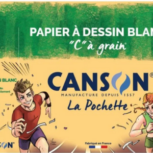 Pochette de 12 feuilles à dessin à grain  blanc CANSON 24x32 180g